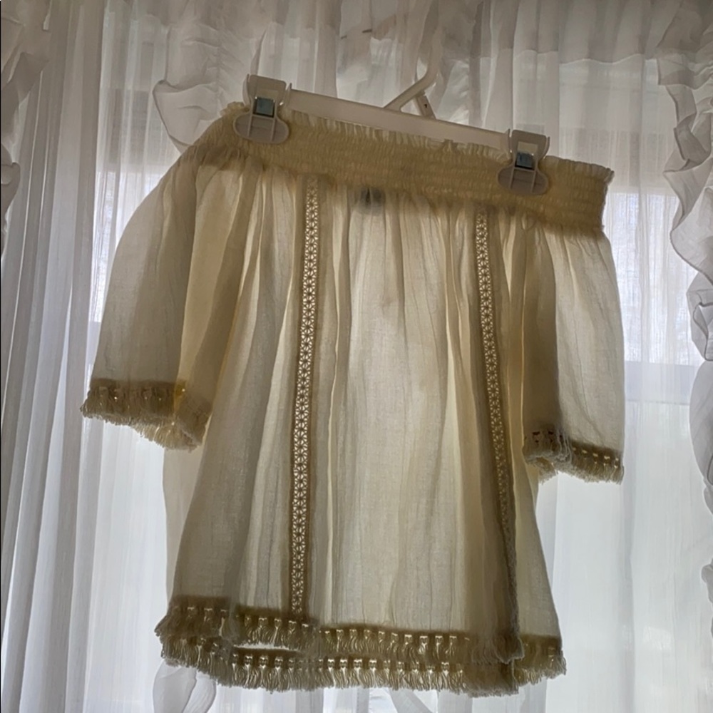 Off the shoulder cream aerie top